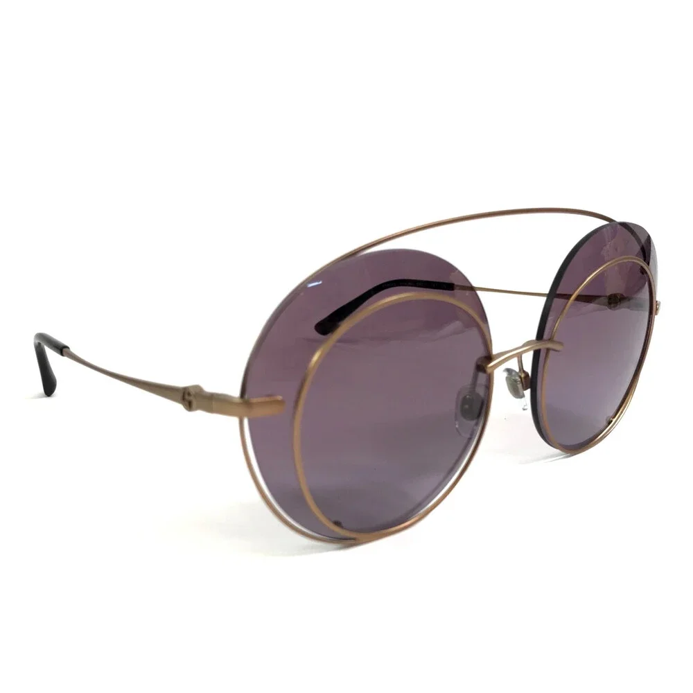 Giorgio Armani Sunglasses AR6043 3006/8H Gold Rimless Frames with Purple Lenses